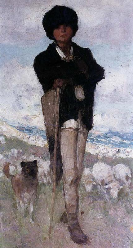 Nicolae Grigorescu Young Shepherd with his Dog Spain oil painting art